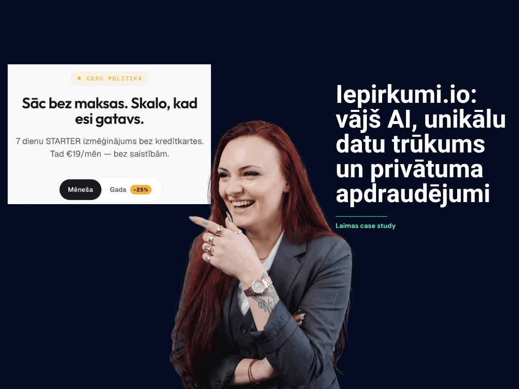 Iepirkumi.io: vājš AI, unikālu datu trūkums un privātuma apdraudējumi